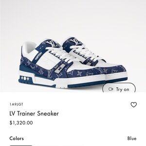 Louis Vuitton Navy and White LV Trainer Sneakers